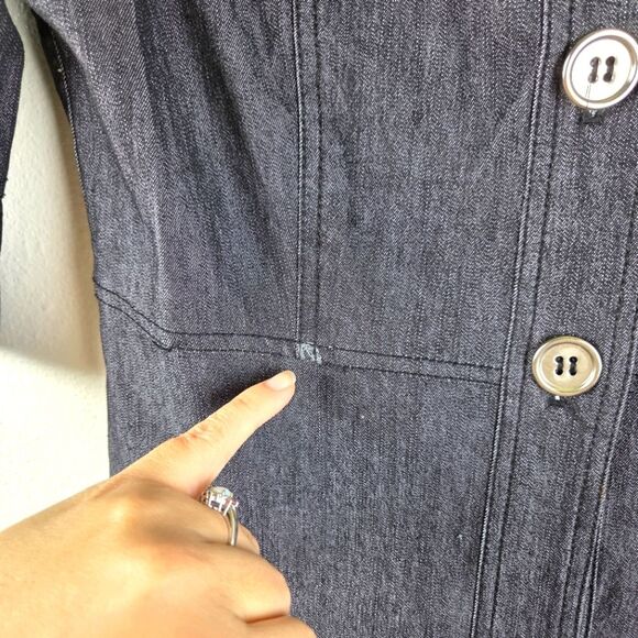 Sandro Sportswear Women's Denim Short Blazer Cotton Blend Blue Jacket Size Small - Picture 11 of 11